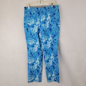 HRESKI Mens Pants Sz 34 Abstract BLUE Watercolor Bright Golf Crazy Performance